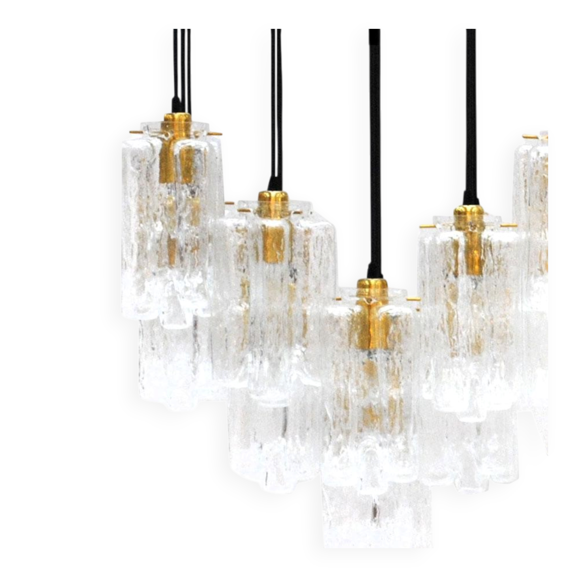 Contemporary Modern Italian Murano Glass and Brass Suspension Lamp