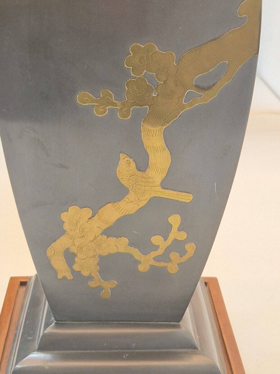 Vintage Asian Table Lamps in Pewter and Brass, 1950s, Set of 2