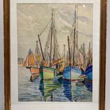 Old painting, Marine, signed and dated 1933