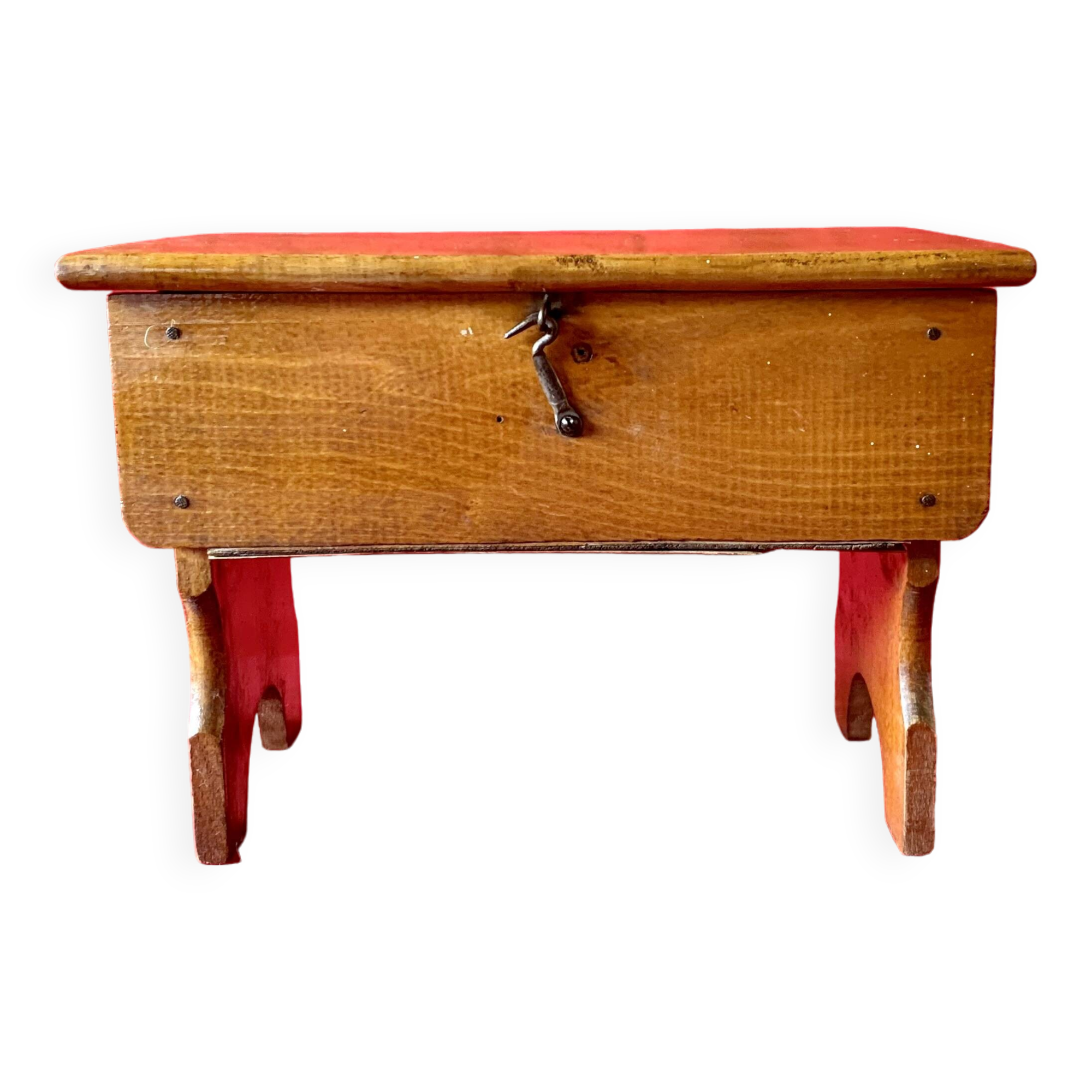 Old small stool - footrest with solid wood chest