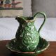 Pitcher and dish in strawberry leaf and flower slip