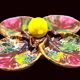 Vintage Vallauris A.M. plate – quadrilobed enamelled bowl with lemon – 50s
