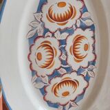 Oval white serving dish with floral patterns Floréal M.B.C.M.