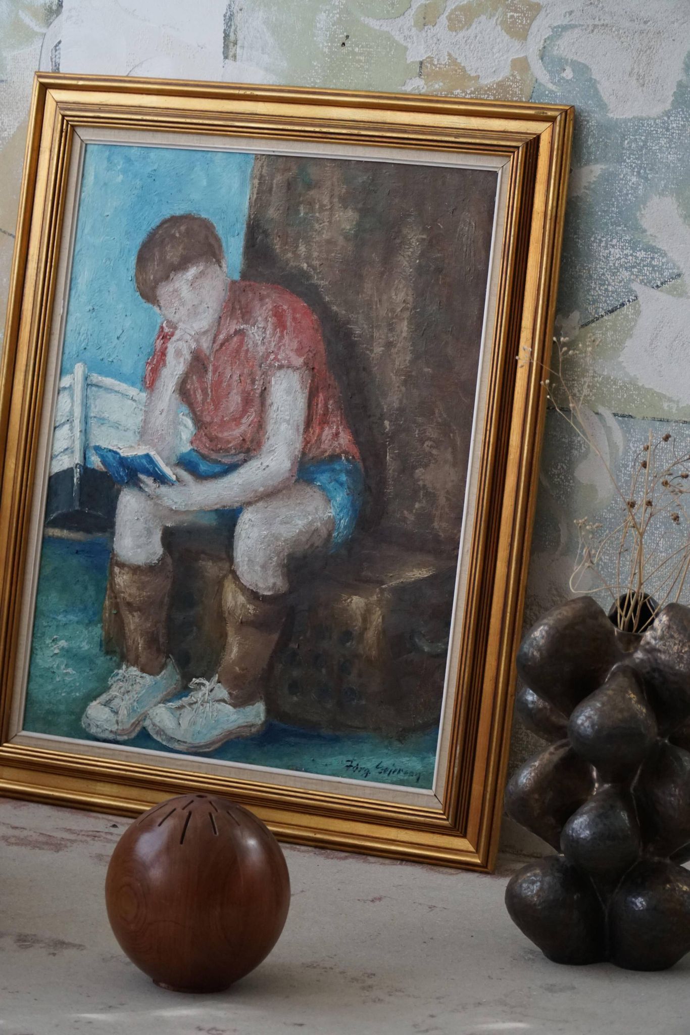 Oil painting by Jørgen Sejersen, Mid-century Modernism, 1960s