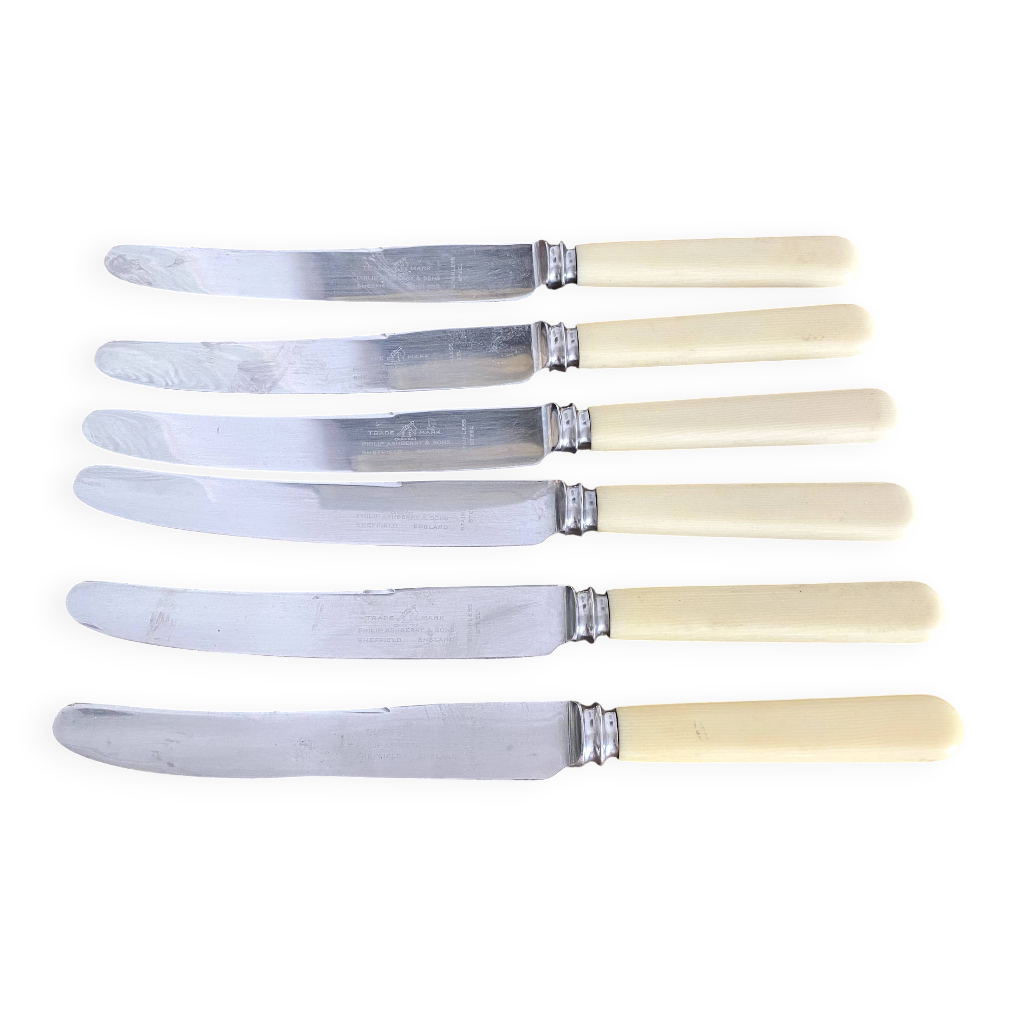 6 Philip Ashberry & Sons knives made in Sheffield England 24 cm