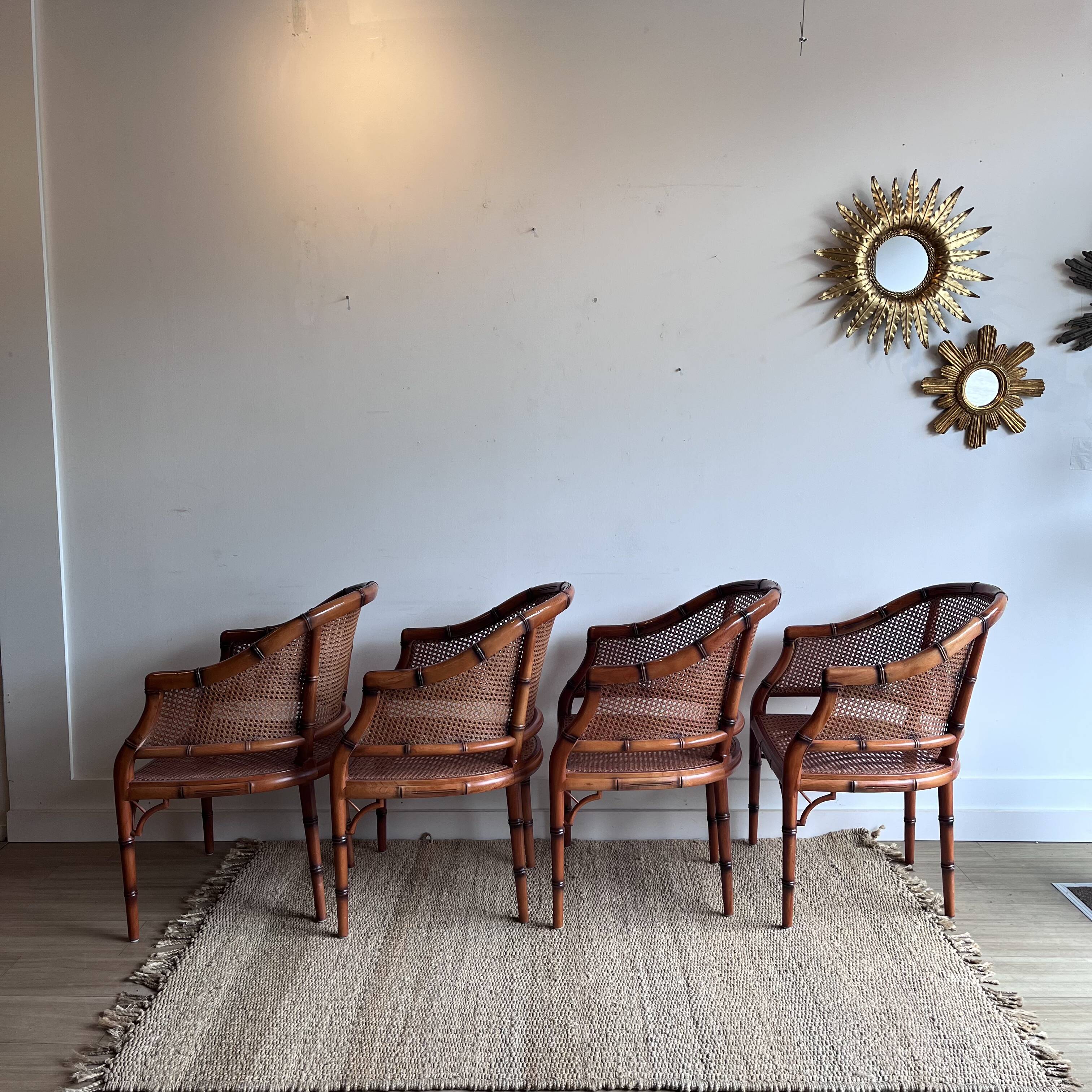 4 'Faux Bamboo' Dining Chairs Italian Giorgetti