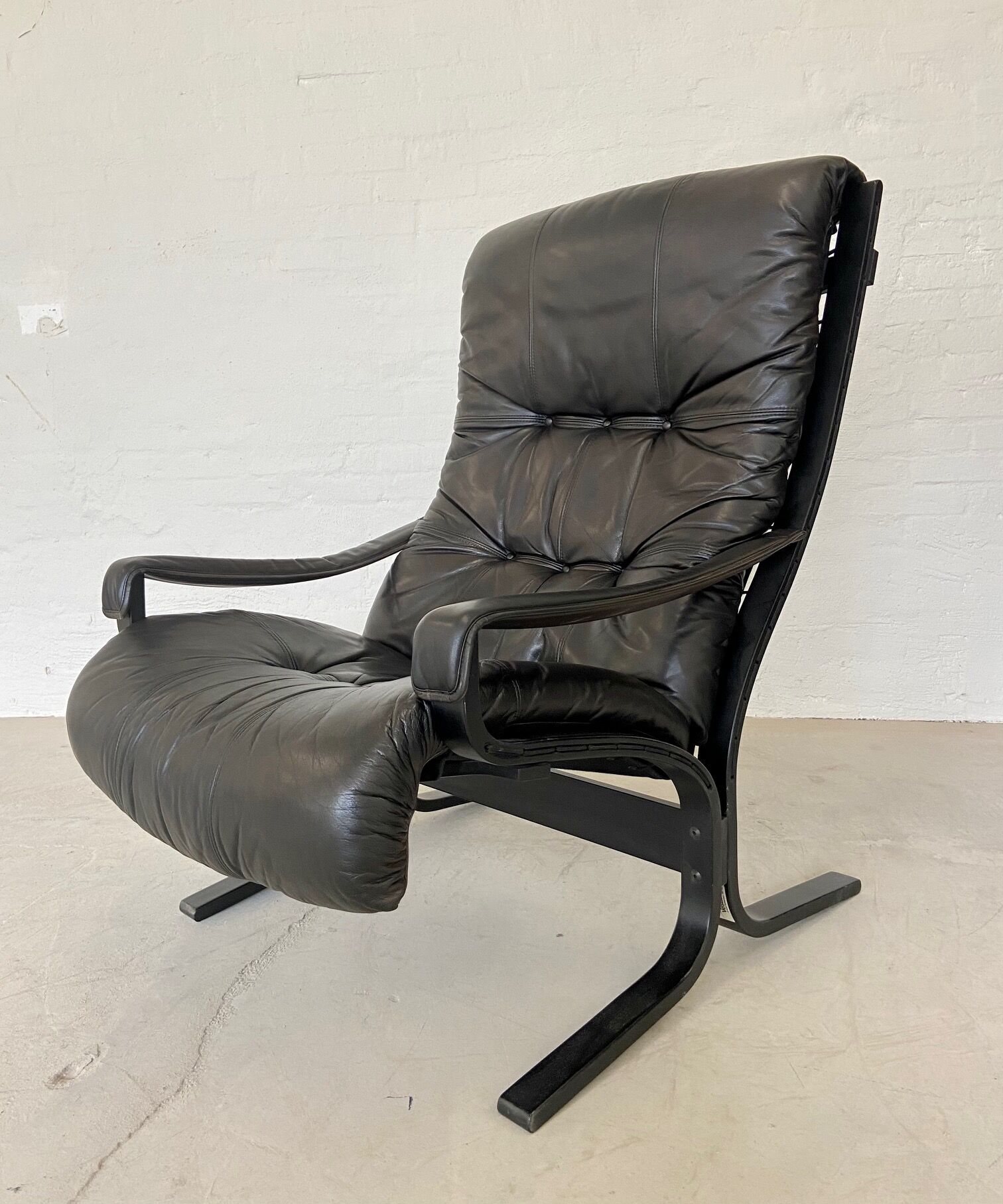 Vintage Norwegian leather chair & ottoman by Ingmar Relling
