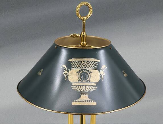 Empire Style Solid Bronze Bouillotte Lamp with Sheet Metal Shade