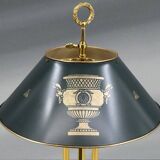 Empire Style Solid Bronze Bouillotte Lamp with Sheet Metal Shade