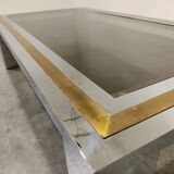 Vintage chrome and brass coffee table, 1970s