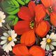 Vintage round tray in enamelled sheet metal - hand-painted floral decoration