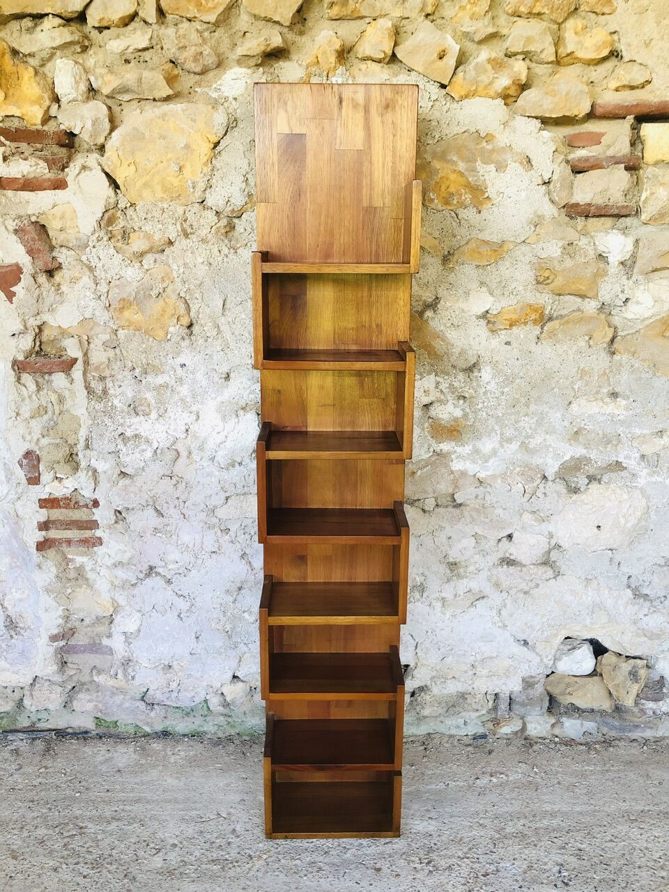 Vintage straight wall shelf, Scandinavian teak style, Circa 70's