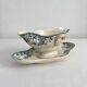 Opaque ironstone sauce boat "Bouquets de roses" from Gien
