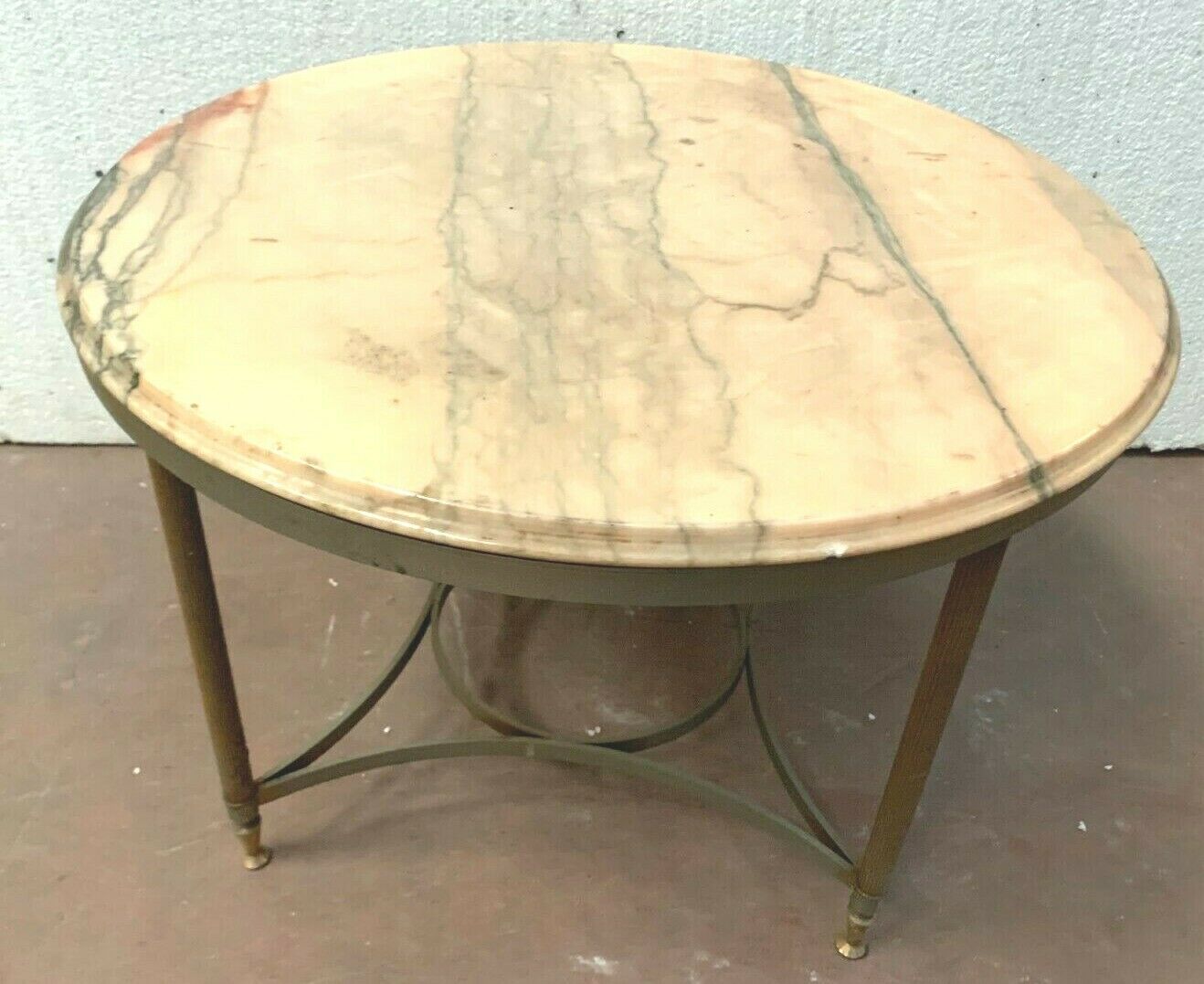 Louis XVI style pedestal table in brass and marble XX century