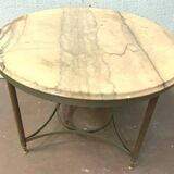 Louis XVI style pedestal table in brass and marble XX century