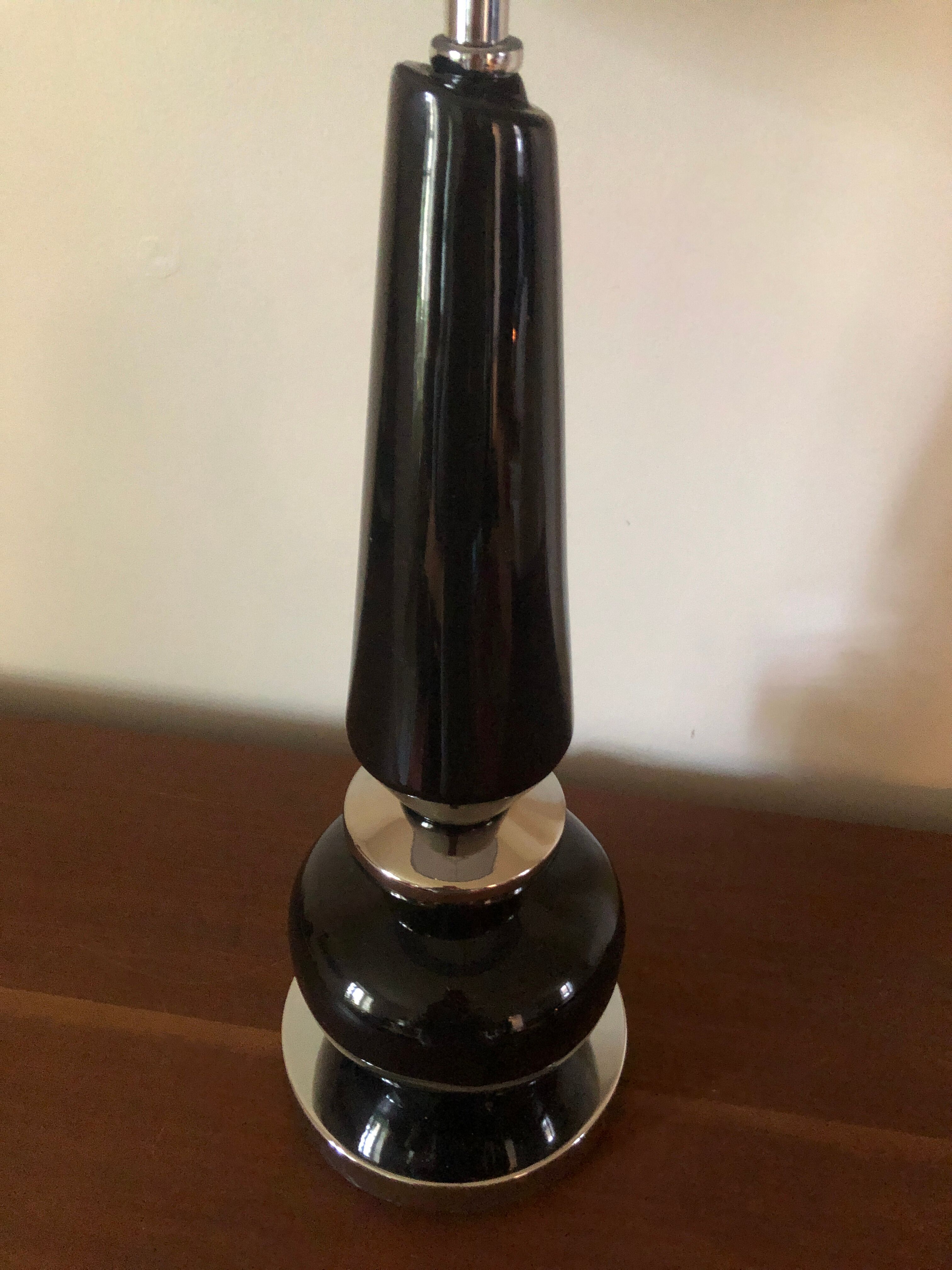 Lamp 1970 black glass and chromed metal