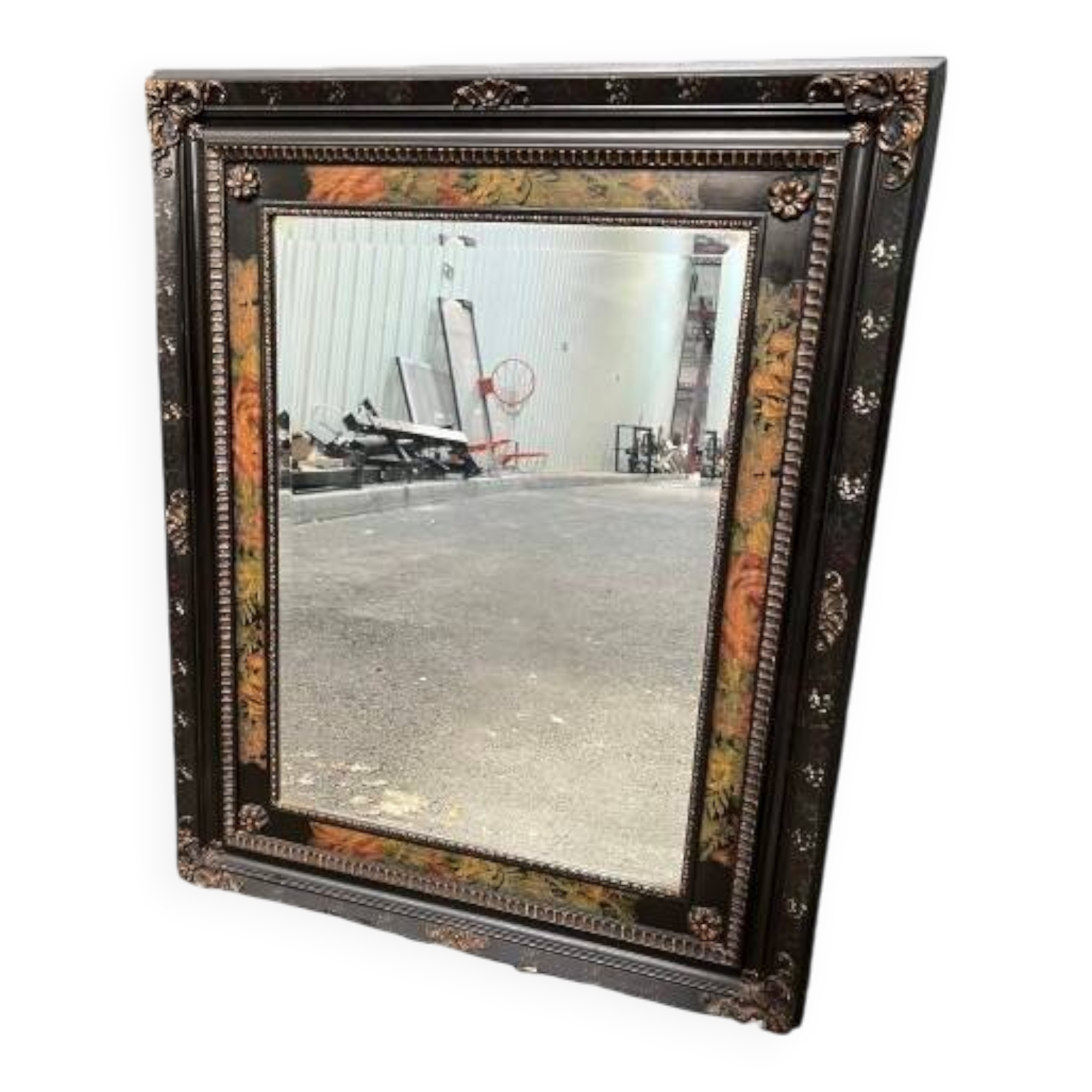 Mirror with painted wooden frame