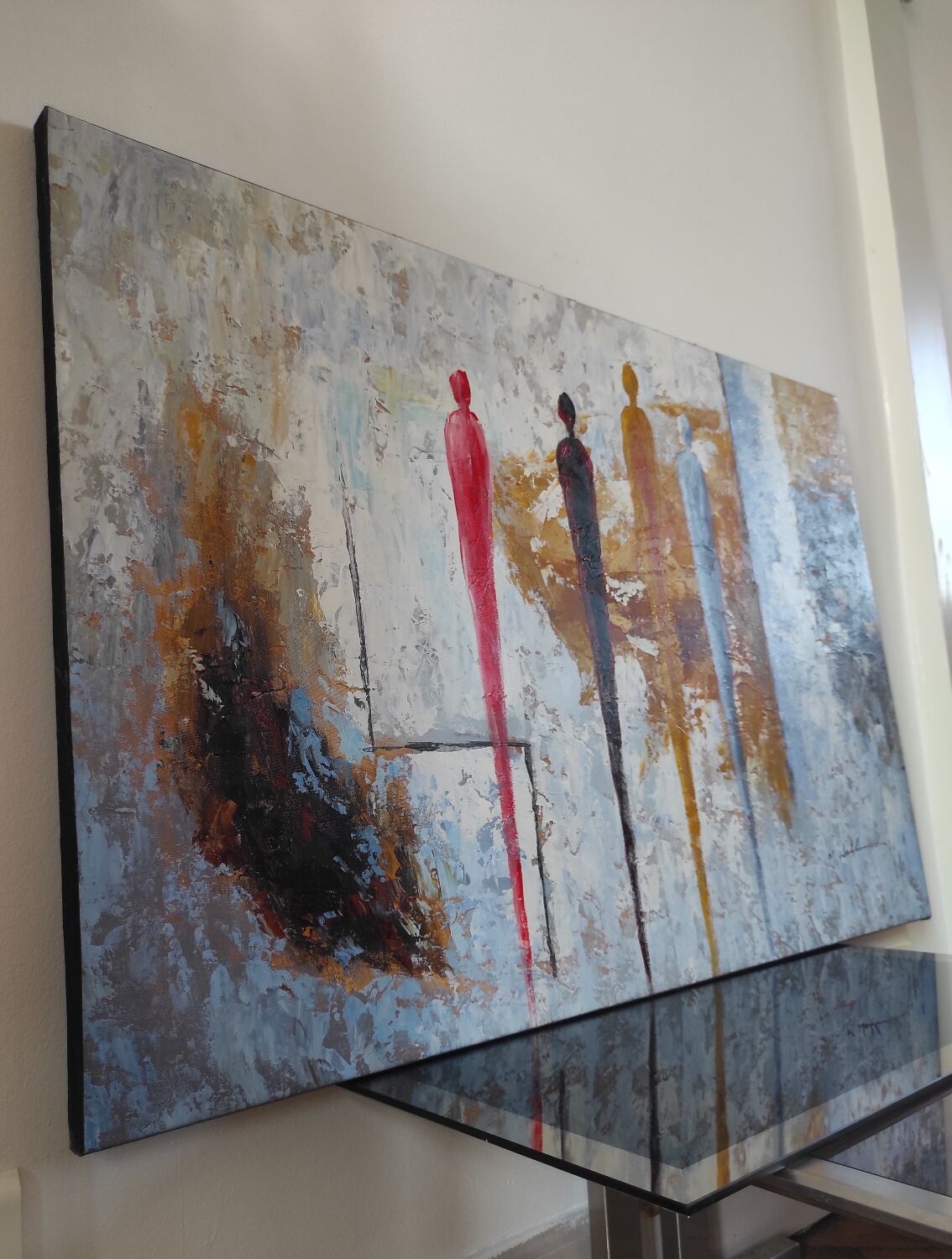 Tableau contemporain abstrait "Stades d'achèvement"