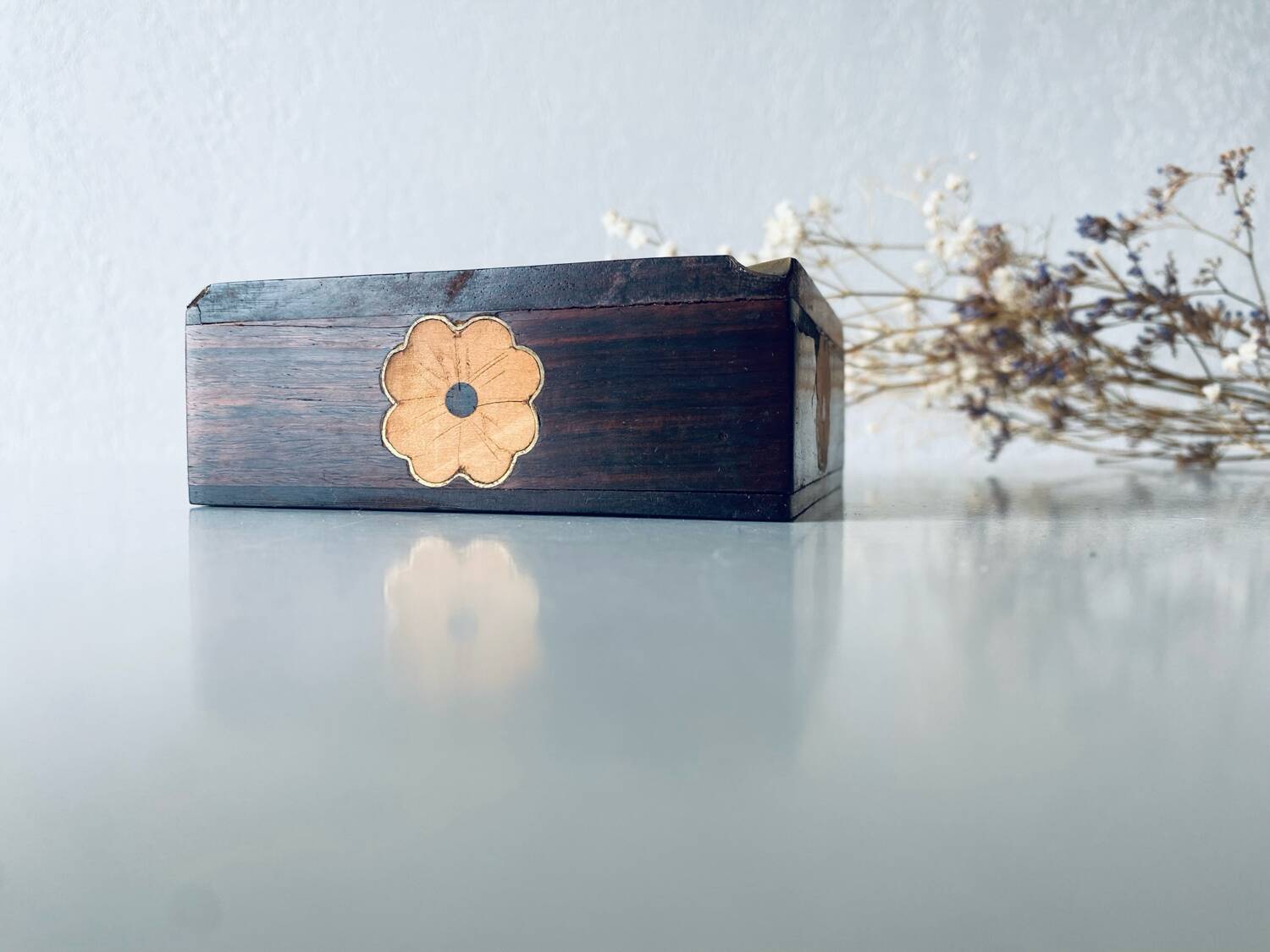 Brass wooden ashtray