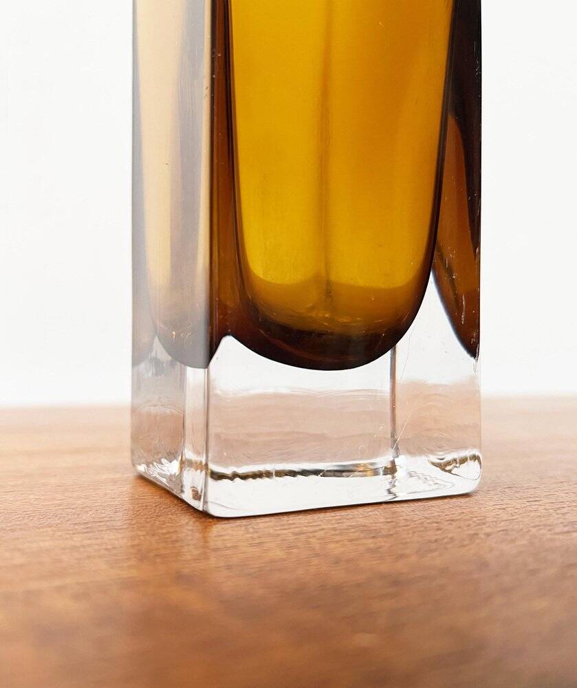 Mid-century minimalist amber coloured glass vase, 1960s.