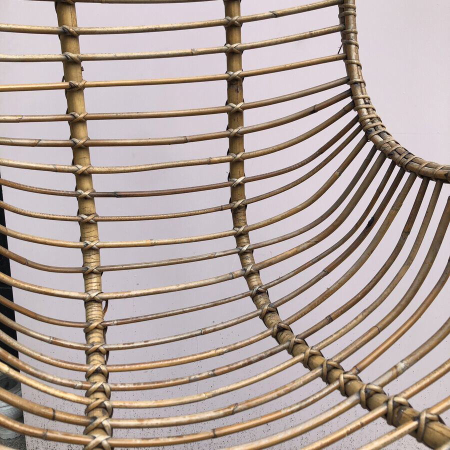 Hanging shell armchair 60's rattan
