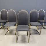 Chaises de salle à manger vintage en laiton de Belgochrom, années 1970
