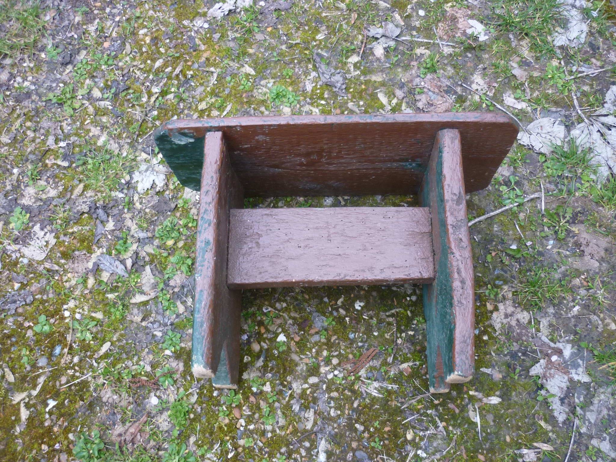 Vintage brutalist farmhouse stool bench