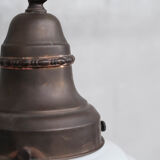 Opaline and Brass French Pendant Light