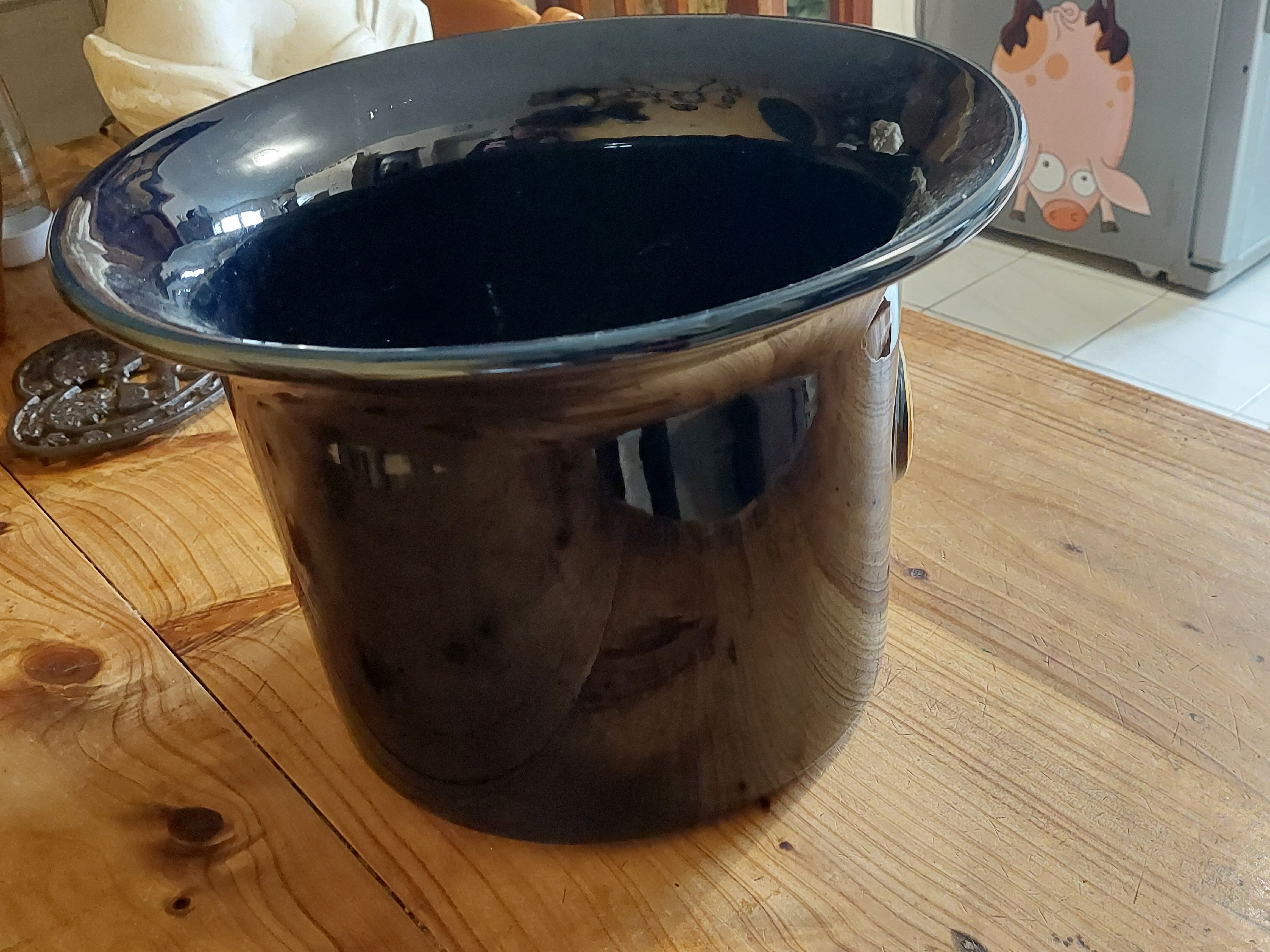 Navy blue ceramic refresher stamped