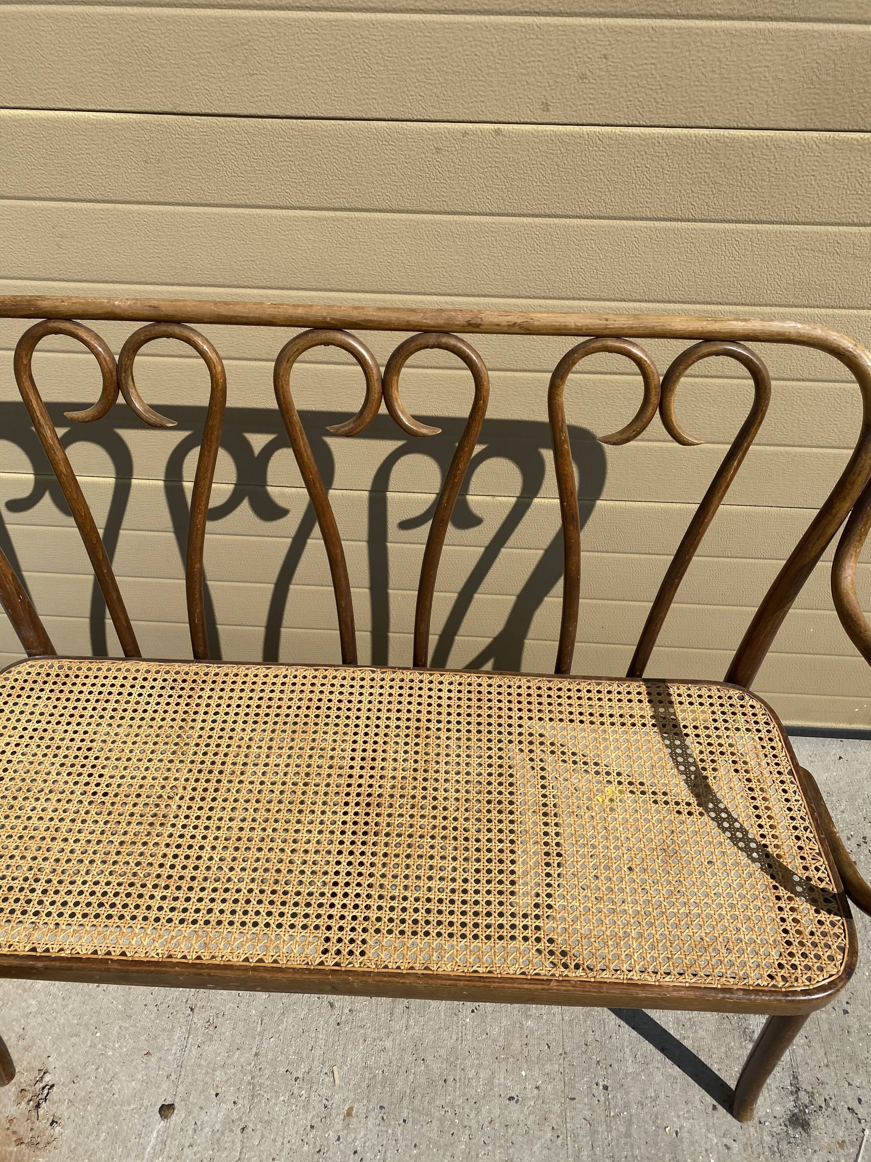 Curved wood bistro bench