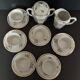 Tea set six cups Limoges porcelain floral decoration