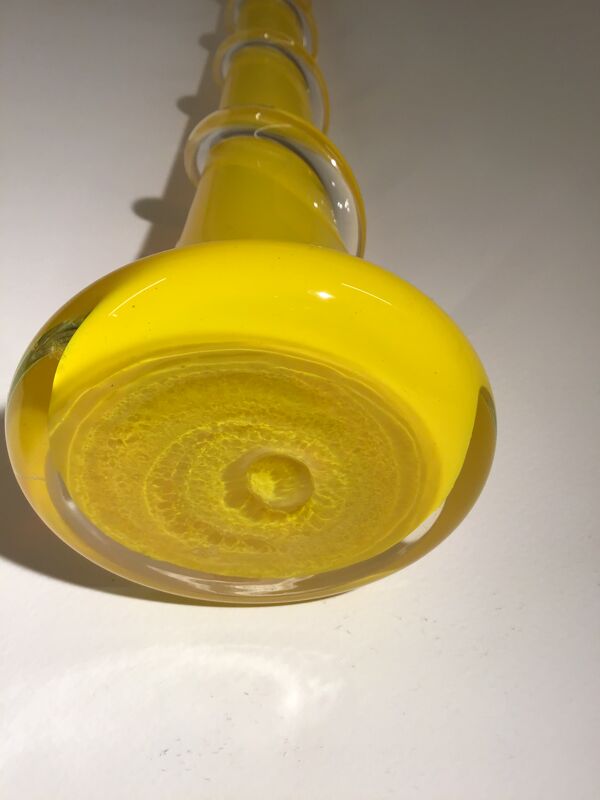 Soliflore vintage en verre jaune torsadé des années 60/70