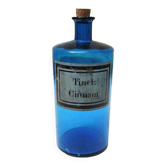 Ancien pot d'apothicaire en verre bleu -  Tinct : Cinamm