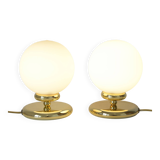 Pair of vintage gold bedside lamps desk lights from 80s retro table lights