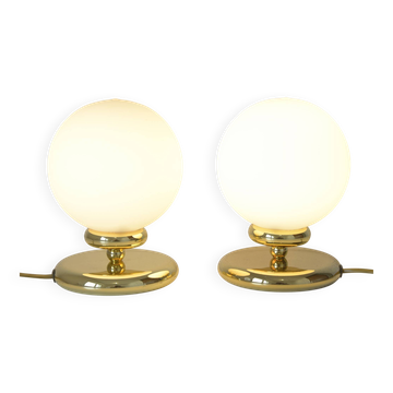 Pair of vintage gold bedside lamps desk lights from 80s retro table lights