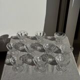 Set of 10 small vintage glass ice cream bowls.
