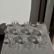 Set of 10 small vintage glass ice cream bowls.