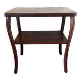 Varnished wooden stand with two shelves and curved legs / 50s-60s