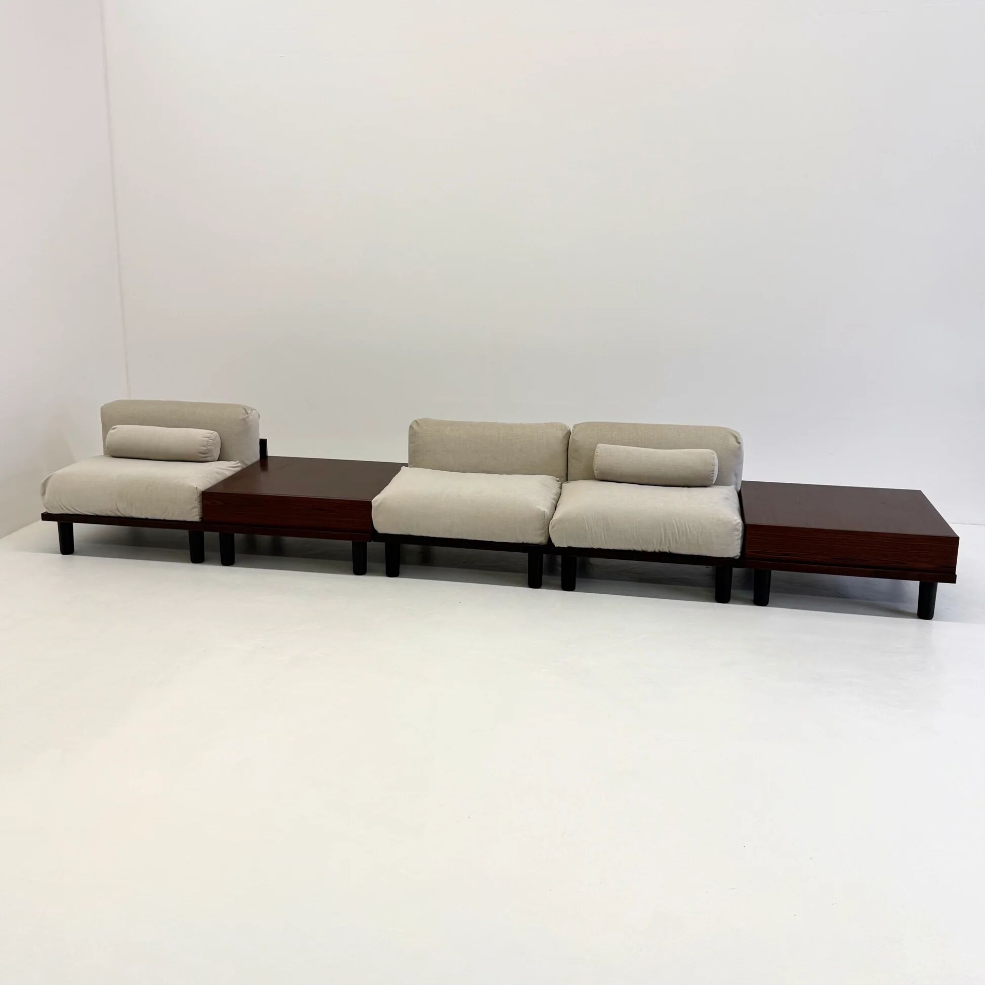 Italian modular sofa with coffee table set in Japandi style