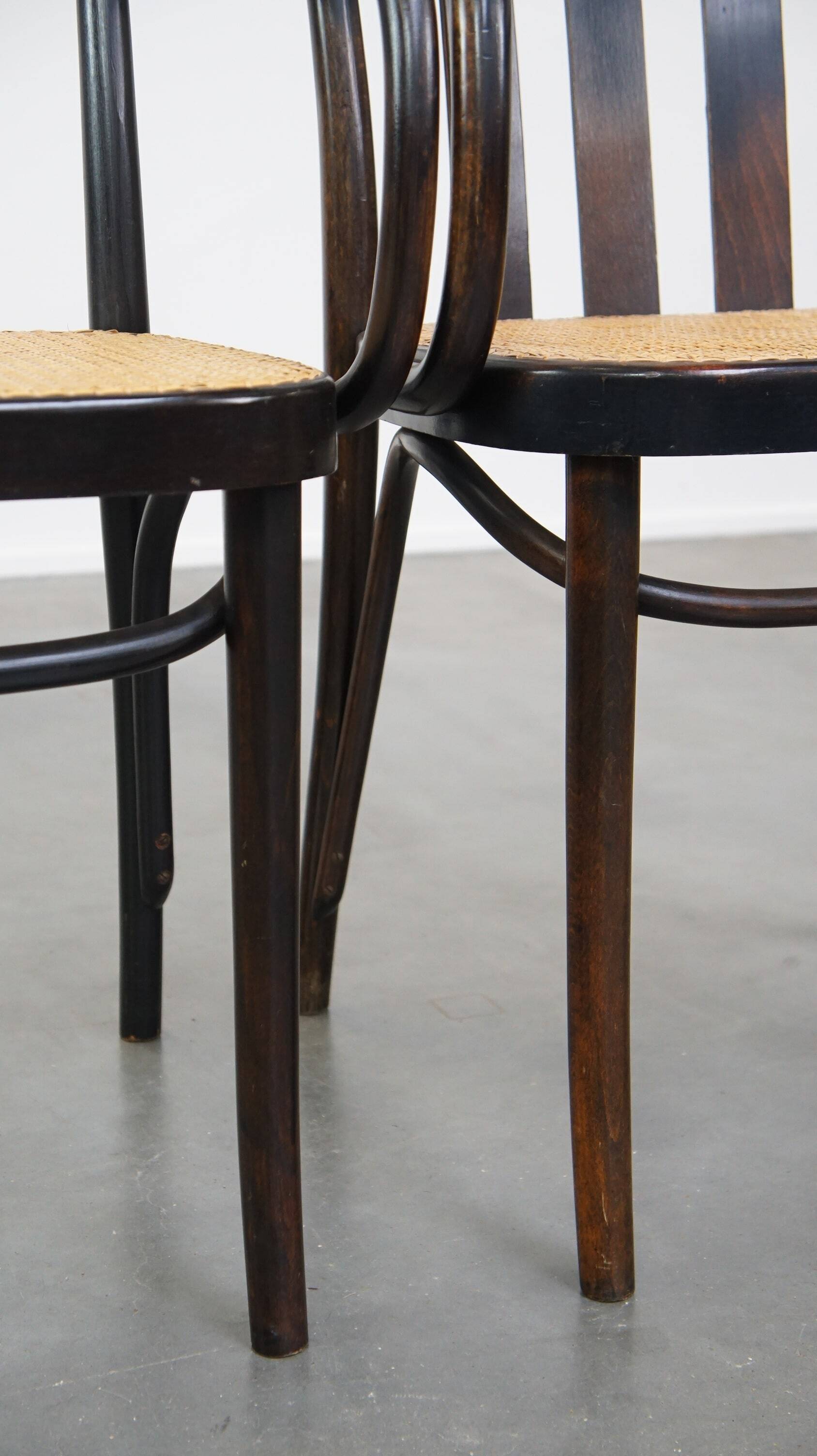 Set of 2 wooden dining chairs with woven seats