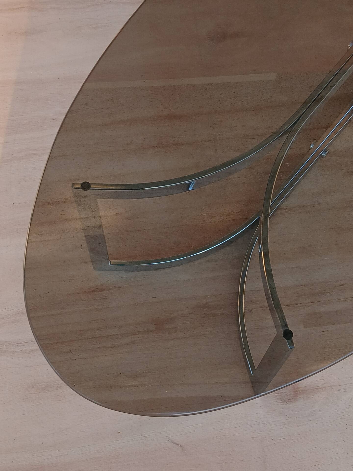 Glass and chrome coffee table from the 1970s.