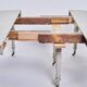 Round Dining Table - Gustavian Style - Gray Painted - Round Legs - Brass Wh