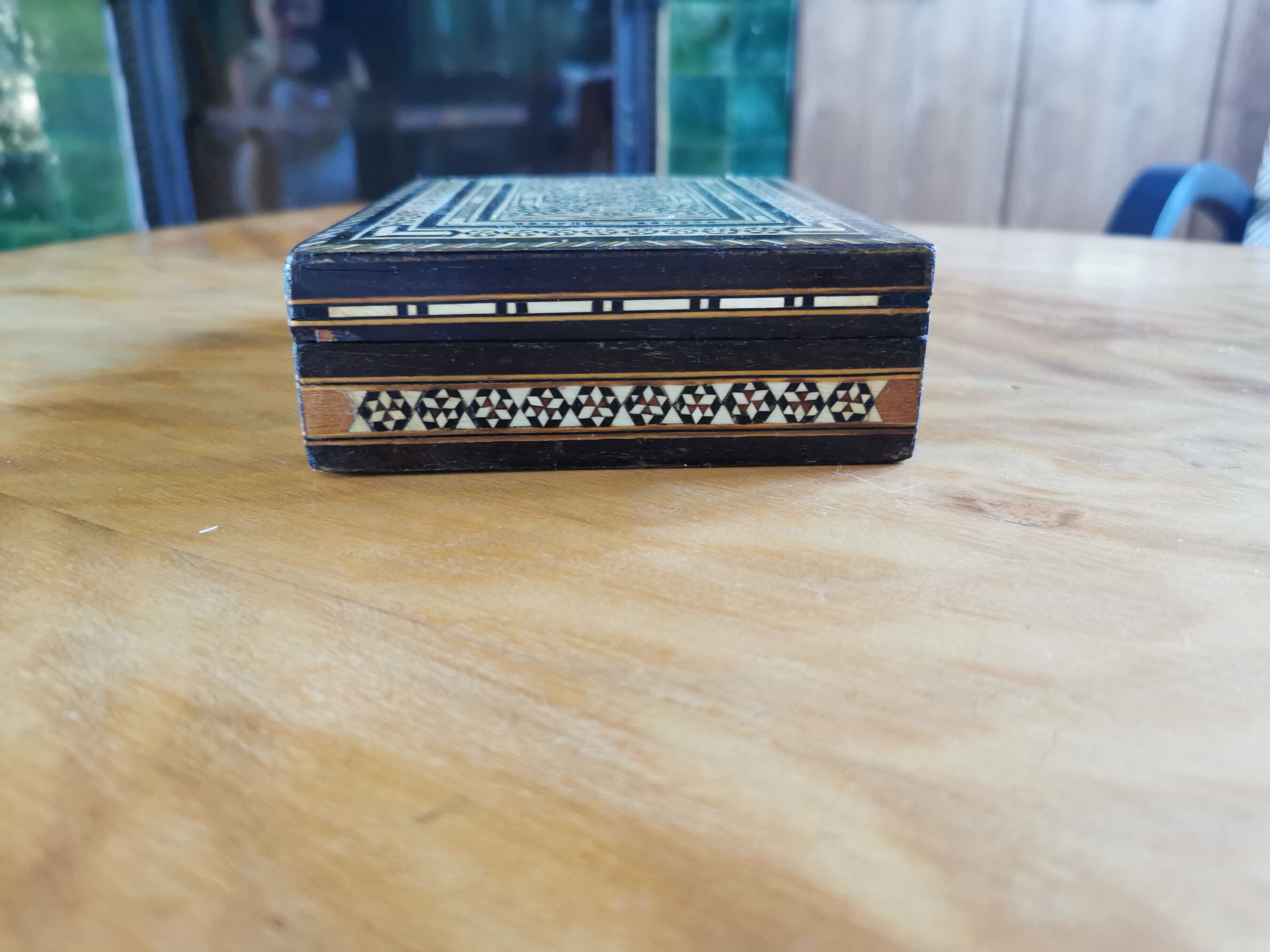 Old Syrian box wood and bone marquetry