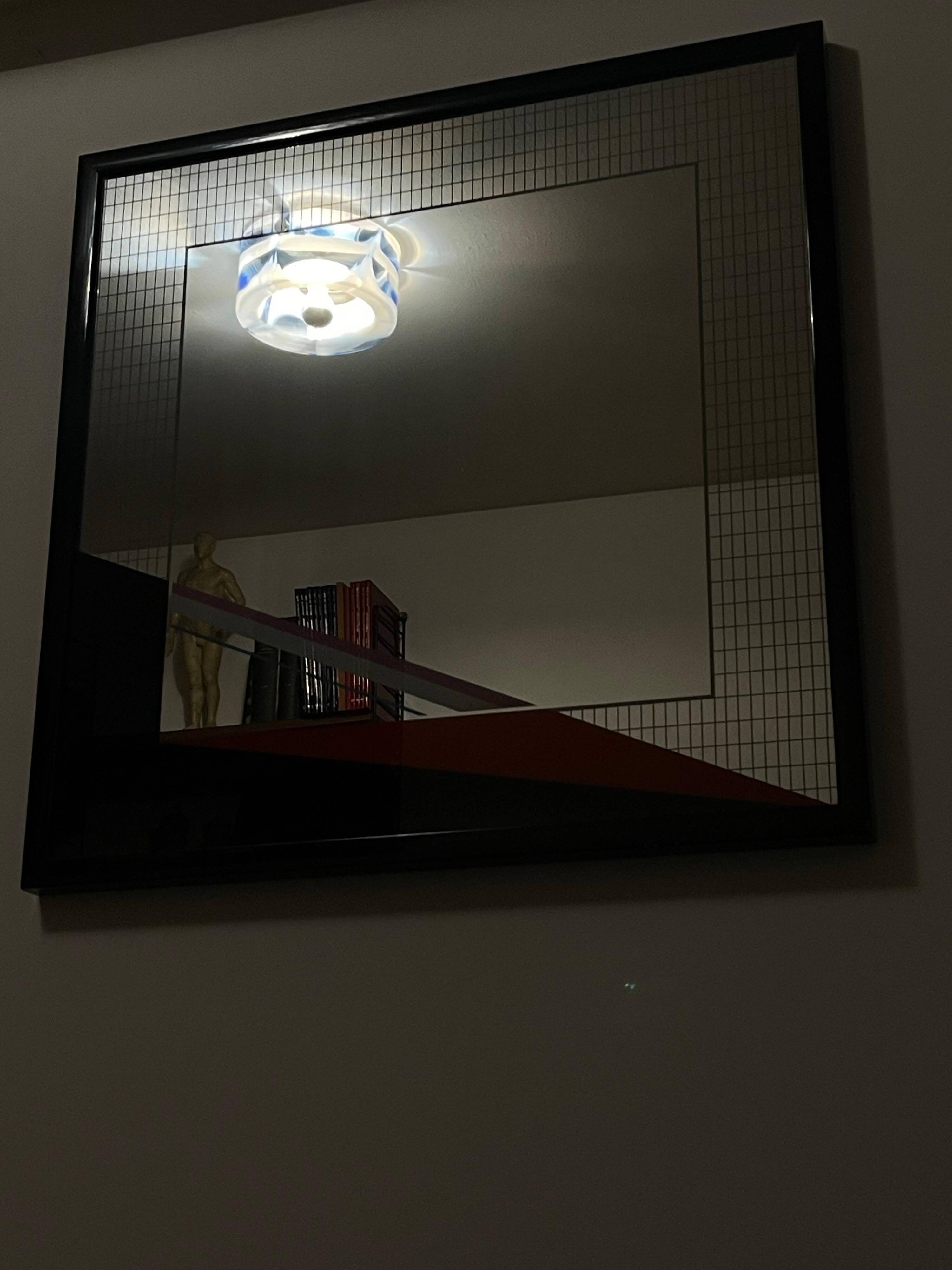 Eugenio Carmi Art Mirror, Memphis Style, Italian Collectible Design 70's