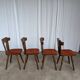 Vintage Tyrolean Dining Chairs: Set of 4, Red Fabric Seat, 1970s