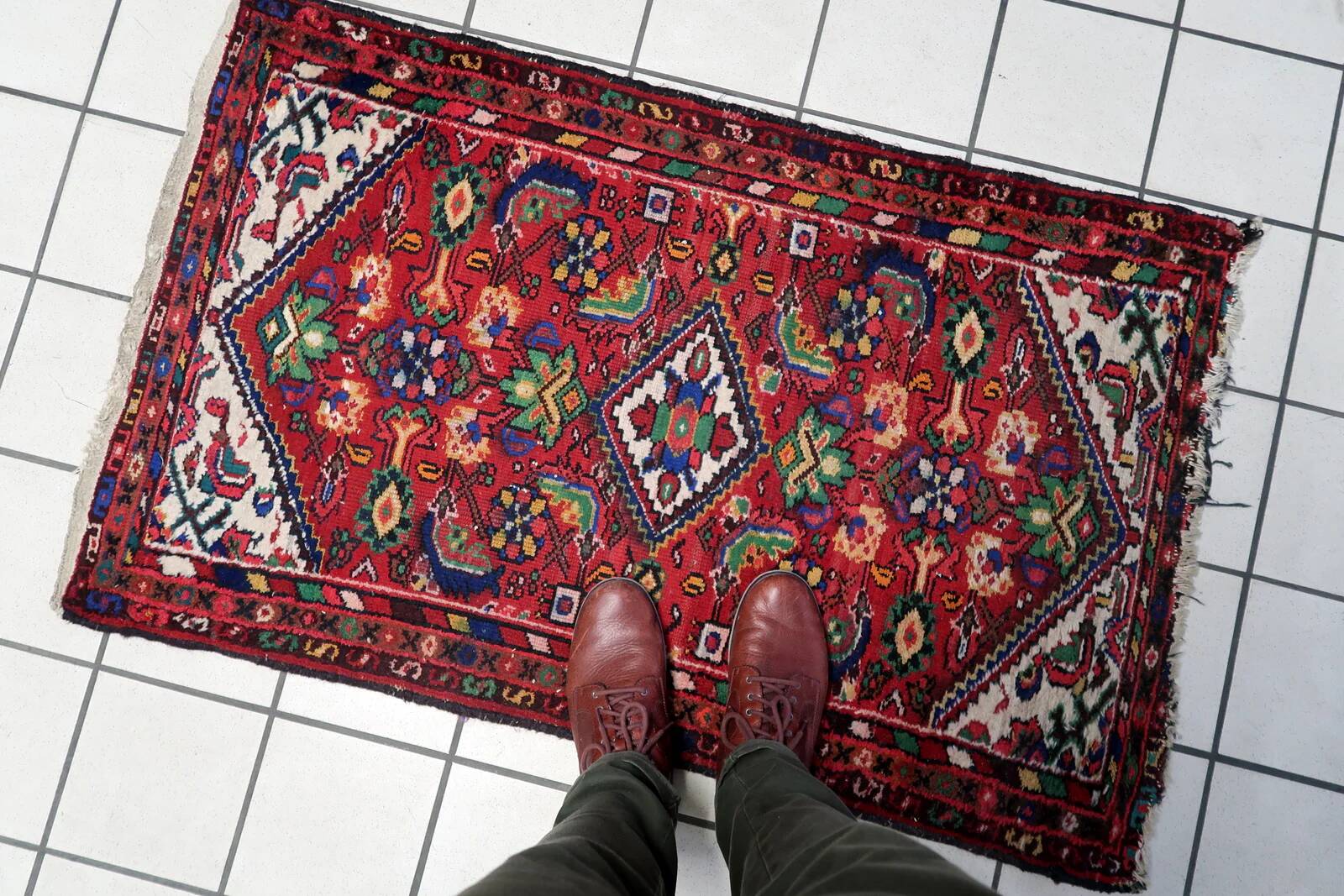 Tapis persan Hamadan vintage fait main 73 cm x 120 cm années 1970