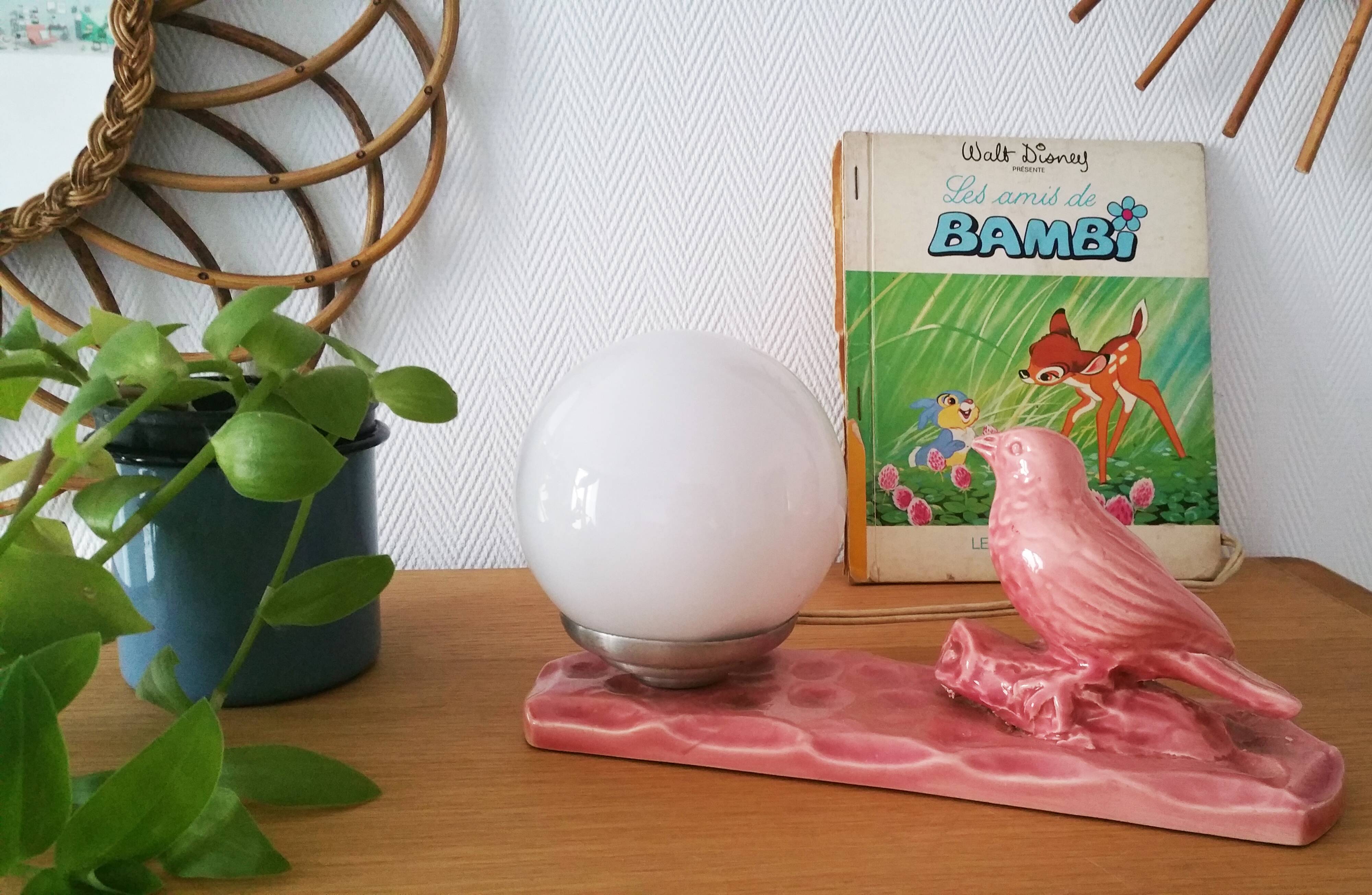 Art Deco-style "little bird" lamp - Ceramics - Opaline