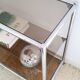 Console design 3 étagères chrome et verre fumé