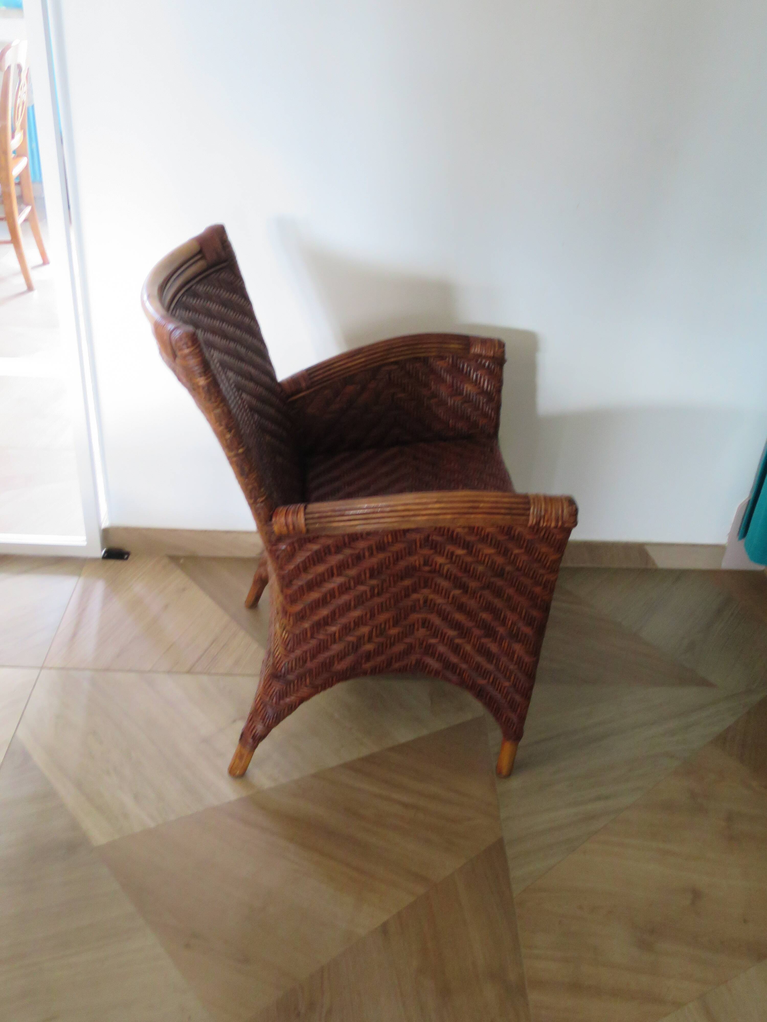 Woven rattan armchair, 1980s