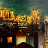 Painting La Défense 1990 signed René le Bastard